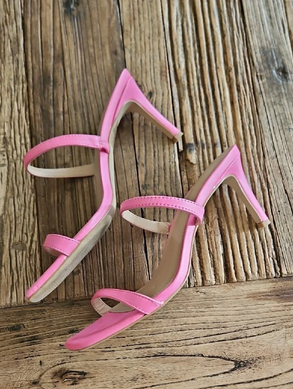 BCBGeneration Hot Pink Double-Strap Square-Toe Heels